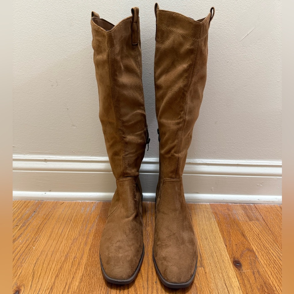 JustFab Suede Over the Knee Brown Boots